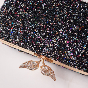 Cross-border beads sequined evening bag wings diamond dress bag Black Diamond-embedded cheongsam bag factory Source factory