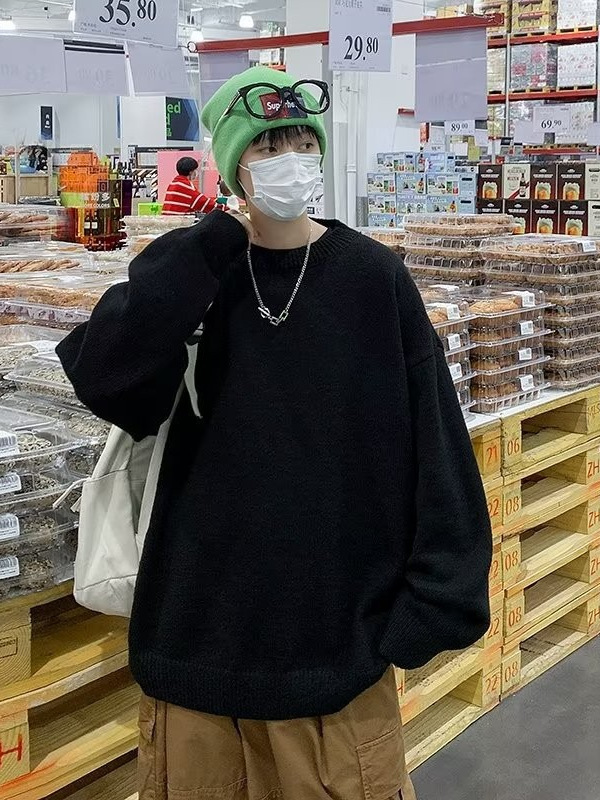 Moda coreana otoño e invierno suéter grueso hombres suéter suelto japonés invierno ins estilo Hong Kong abrigo de suéter perezoso