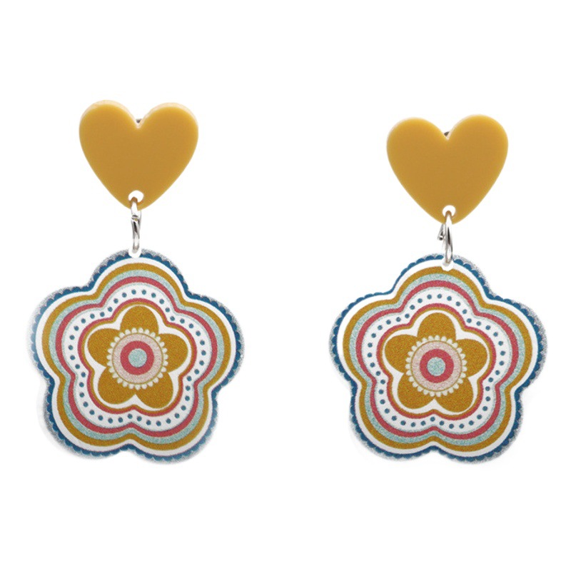 Flor tridimensional transfronteriza europea y americana OK gesto stud pendientes mujer verano acrílico pendientes encantadores pendientes femeninos