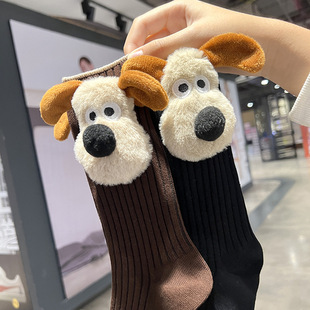 Cartoon puppy doll socks jewelry women's socks cotton socks thick wool Net red tide socks European goods high goods decorative socks