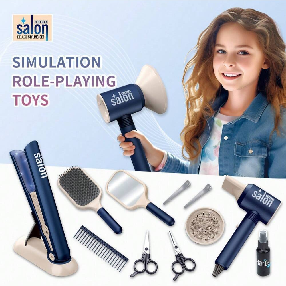 국경 간 어린이 놀이 집 시뮬레이션 헤어 드라이어 뷰티 살롱 소녀 보석 선물 유치원 장난감