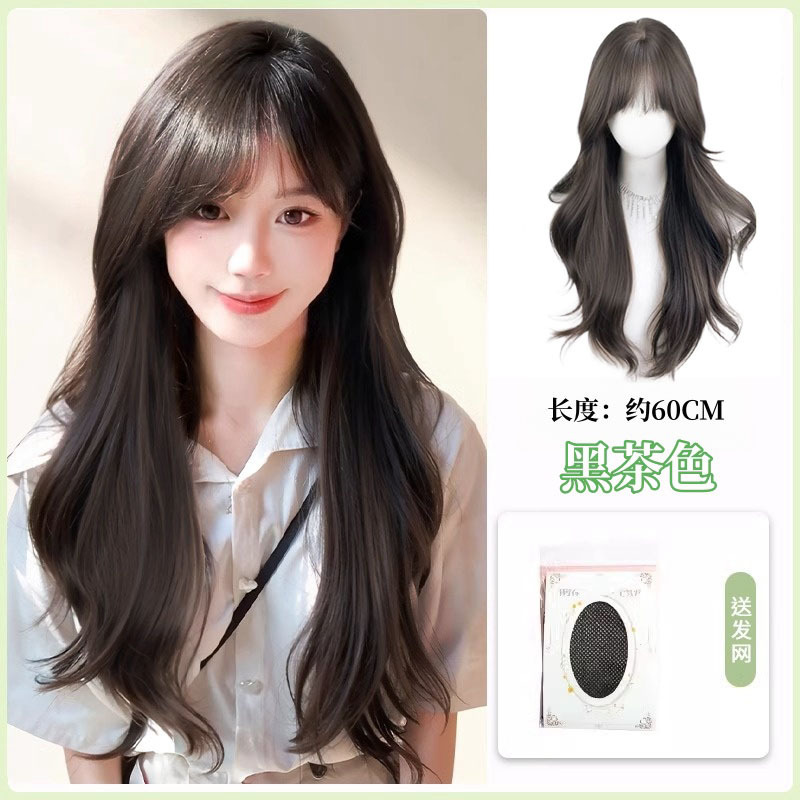 許昌製ウィッグ 女性用ロングカールヘア フルウィッグ シミュレーションヘア 自然な前髪 大きなウェーブ エアウィッグ|undefined