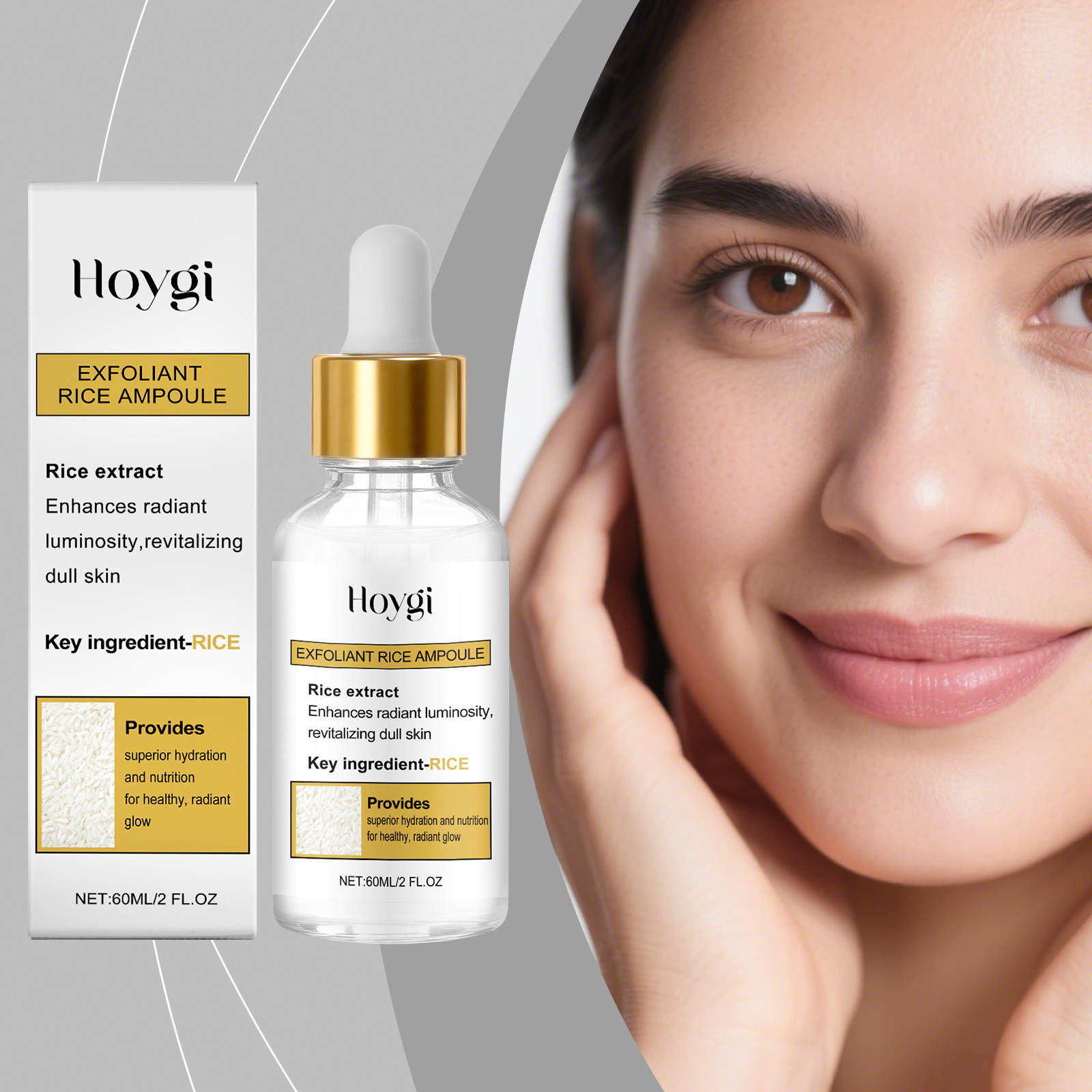 Hoygi Rice Exfoliating Essence Cleanses Facial Skin, Refreshing, Non-Sticky, Smooth and Moisturizing Essence