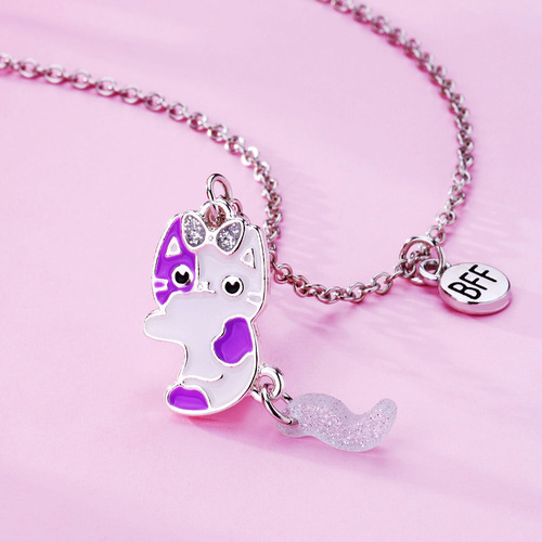 Cross-border children's necklace, a pair of good friends and besties BFF, cute and lively cat magnet attracting necklaces, 2 packs
