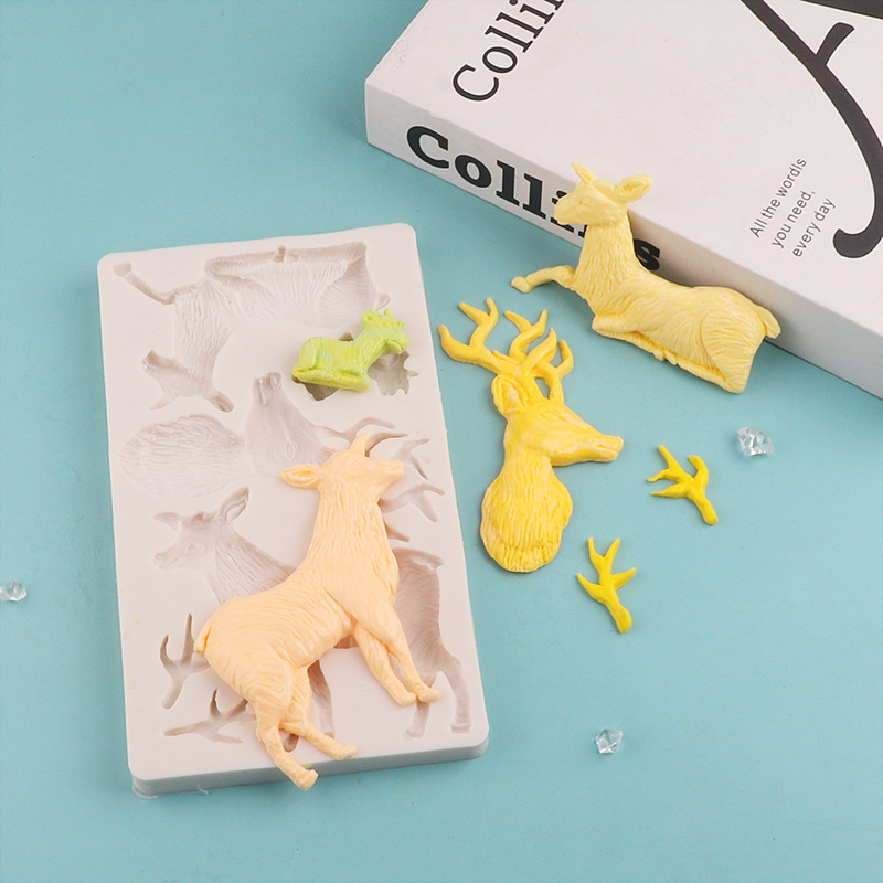 Navidad ELK Antler pastel de chocolate decoración del molde de epoxy decoración de la joyería herramienta de molienda fondant molde para hornear