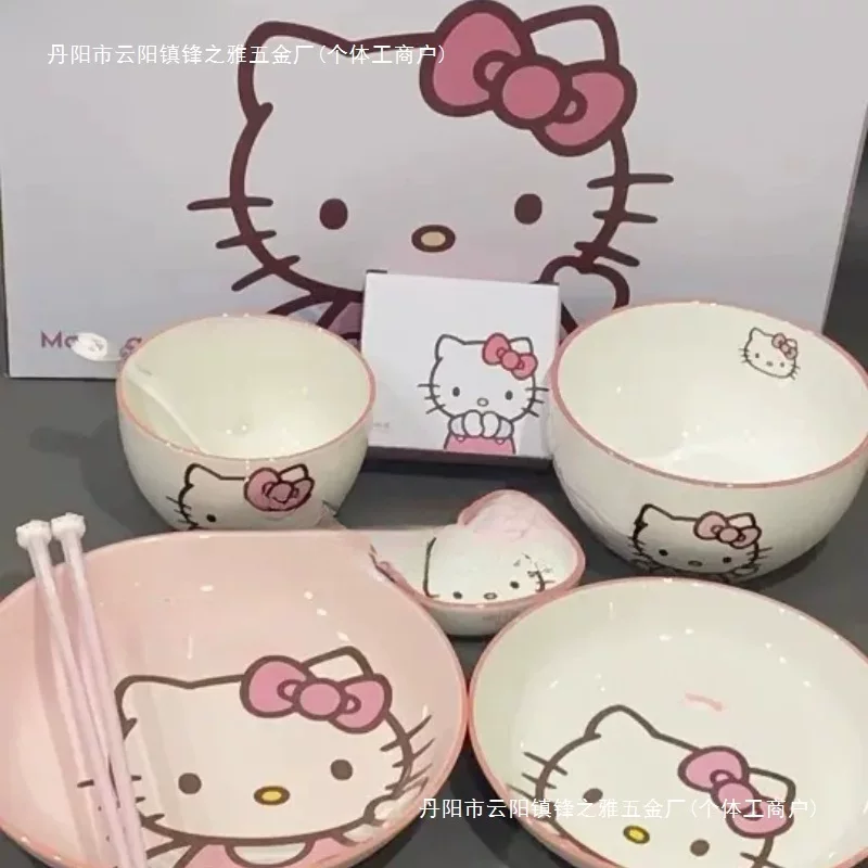 Hello kitty, столовые приборы, керамический набор, ложка, палочки для еды, новая коллекция, полный набор