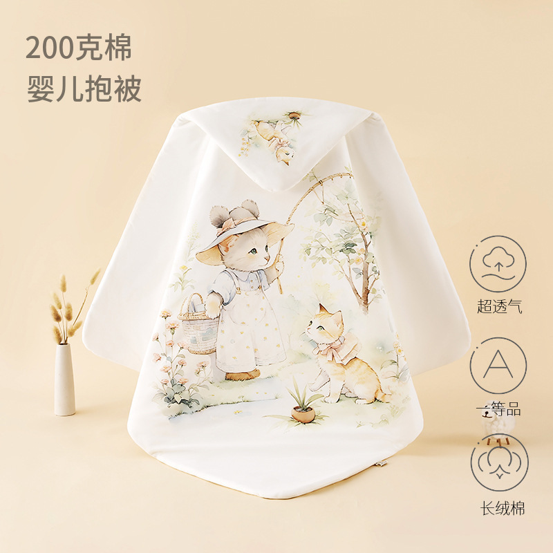 Newborn Quilt 200g Baby Pure Cotton Quilt Newborn Bag Single Autumn and Winter Quilt Swaddling Delivery Room Baby Supplies
