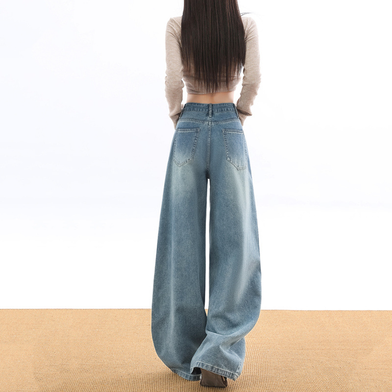 Jeans de piernas anchas para mujeres primavera grande delgada suelta de moda explosiva estrella caliente pantalones de cimeta universal image 4