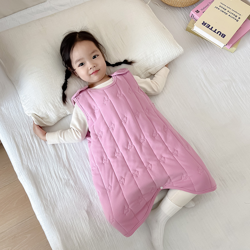 Baby Vest-Style Sleeping Bag Autumn and Winter Thick Quilted Baby Anti-Kick Quilt Artifact Boys and Girls Nightgown Kidsren's Warm Pajamas
