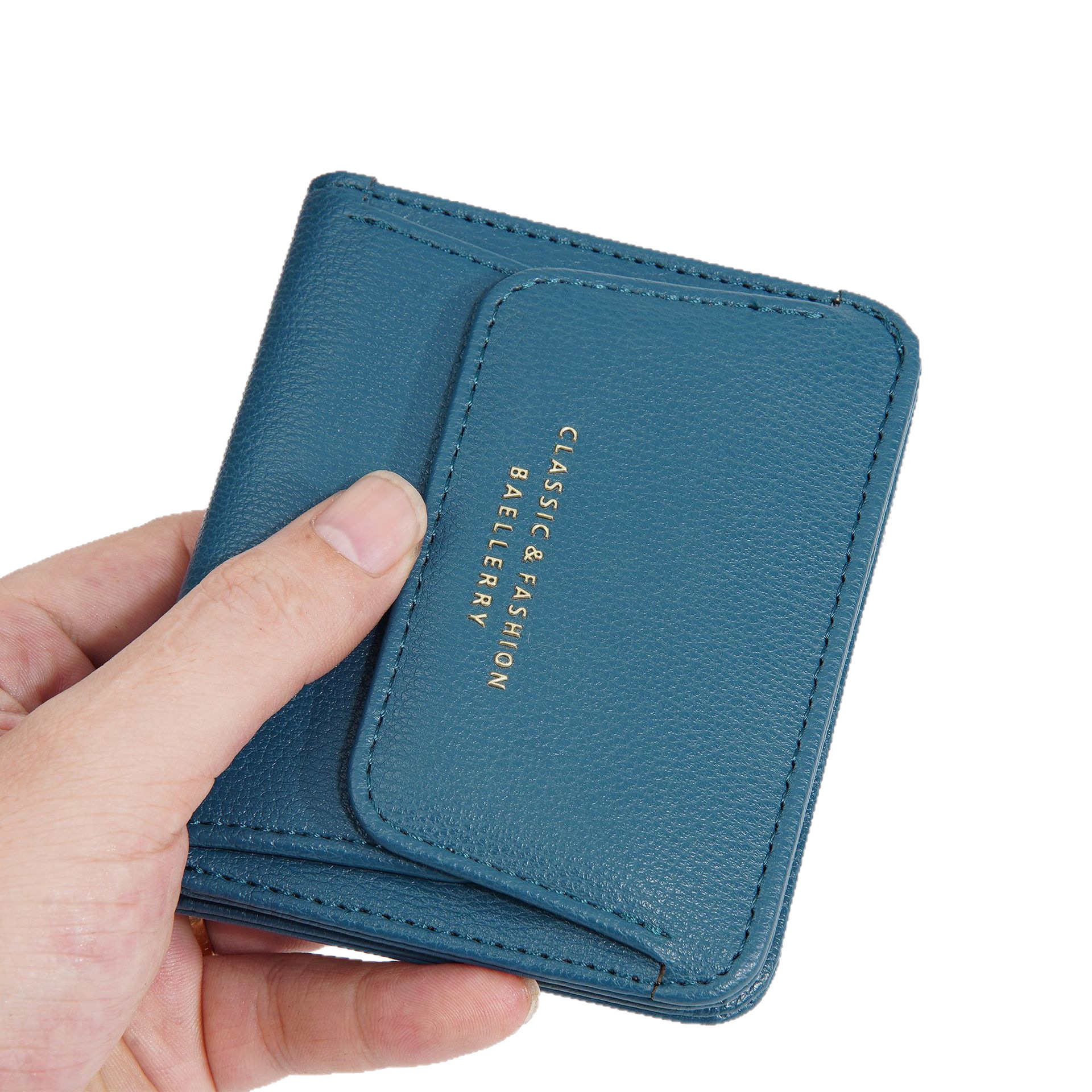 Women's Minimalist Short Buckle Coin Purse, Fashionable Slim Japanese Style Card Holder_voghion.com