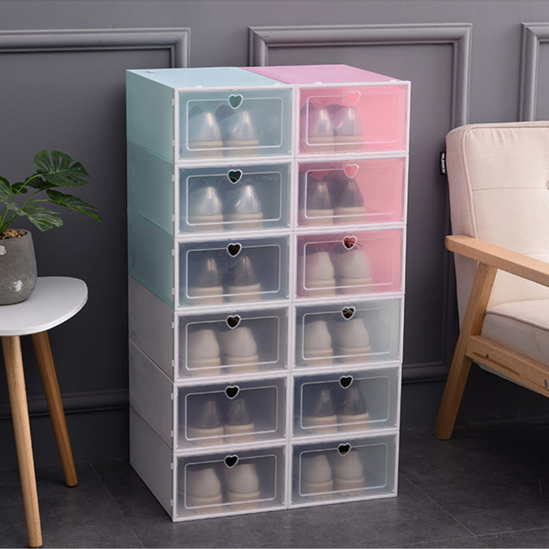 Transparent plastic shoe box storage box...