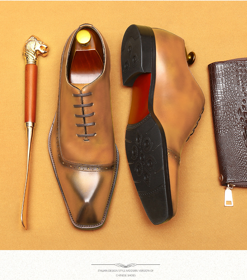 Cross-border E-Commerce Foreign Trade Leather Shoes men's Leather British Brock Carved Business Dress Oxford Shoes men shoe_vogvips.com