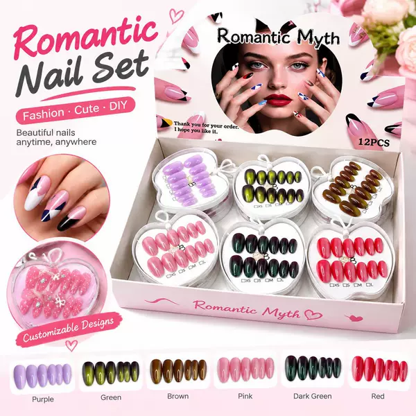 Wholesale and custom-made handcrafted nail art, available in various styles, popular online and offline products, with dropshipping and stall supply options