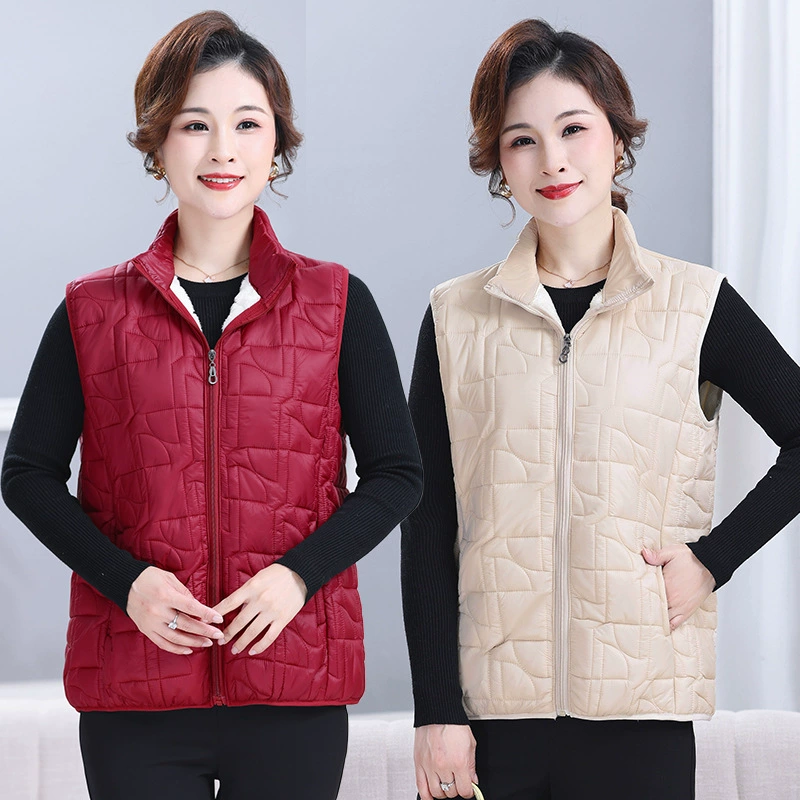 Дамы осень и зима новый среднего возраста и пожилых людей плюс толстый воротник мягкий жилет пальто 200 кг жира мать лошадь клип