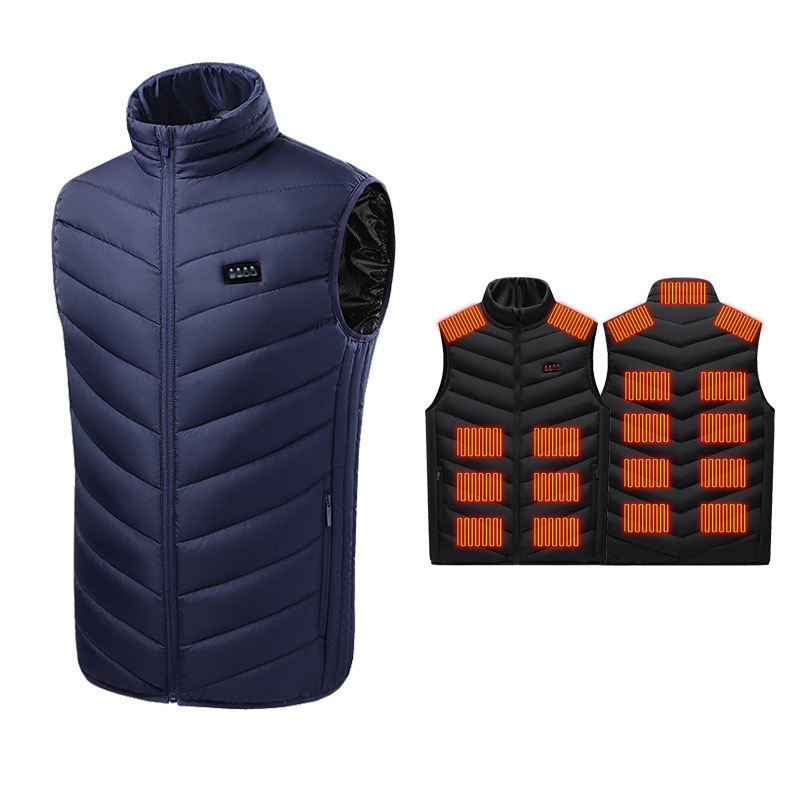 2021 invierno nueva zona de control doble 11 Chaleco de calefacción de carga USB calefacción cálido Chaleco de algodón acolchado traje de calefacción