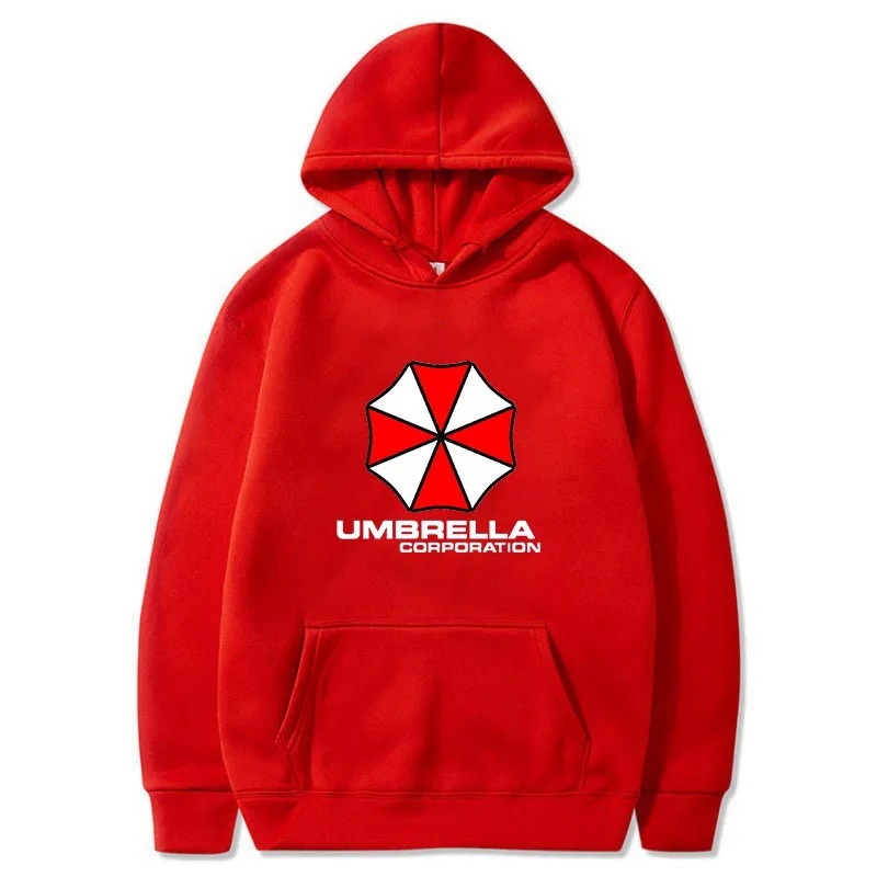 Red And White Protective Umbrella Hoody Men's Personality Lo