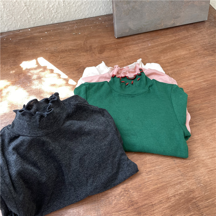 Autumn base body-friendly solid color colored elastic long-sleeve…