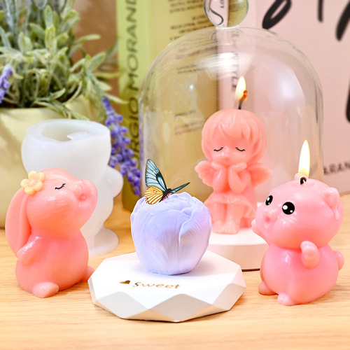 DIY Little Panda Epoxy Mold, Fragrant Bunny Table Coaster, Car-Mounted Aroma Decor, and Plaster/Candle Mold