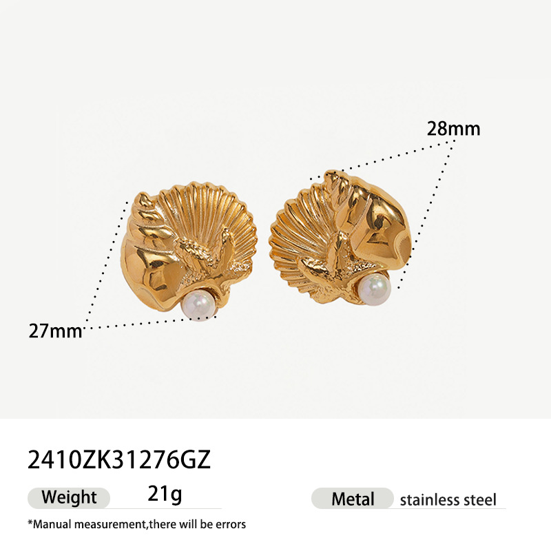 TENA Europa y los Estados Unidos transfronterizos de acero inoxidable marino pernos de conchas de lujo ligero de alto nivel con diamantes conchas de estrellas de mar pendientes para mujeres
