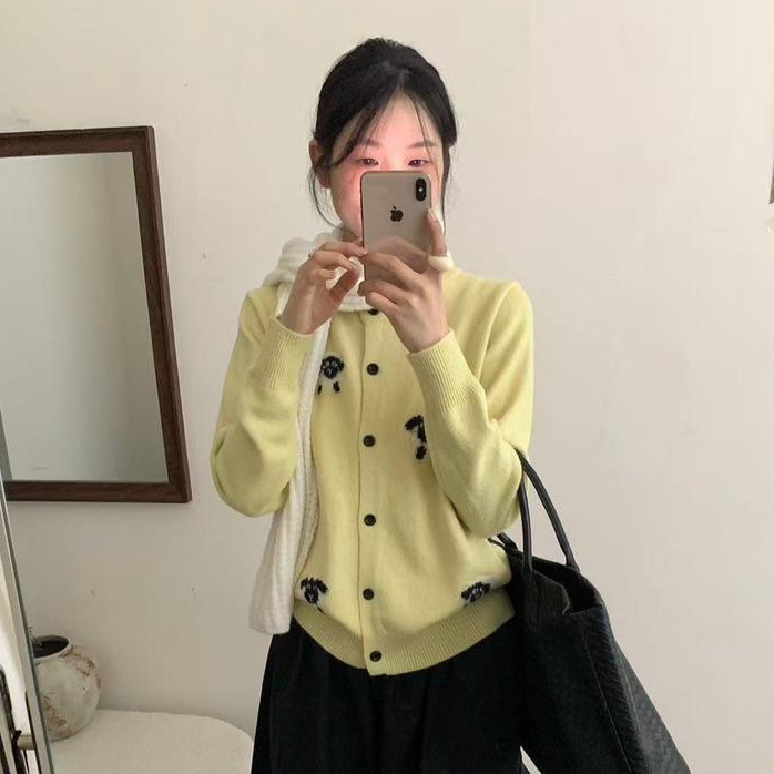 小羊针织开衫 2025秋季新款 减龄设计感长袖宽松毛衣上衣女69028|undefined