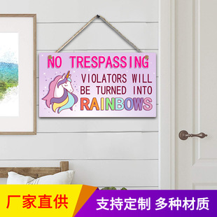 Wall Decoration Wall Hanging Room Door Wall Decoration Warning Sign Wooden Sign Cross-Border American Country Sign Word Sign Wooden Board Painting