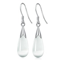 跨境时尚耳饰猫眼石水滴耳环 韩国版饰品 首饰厂家女饰镀银耳钉女