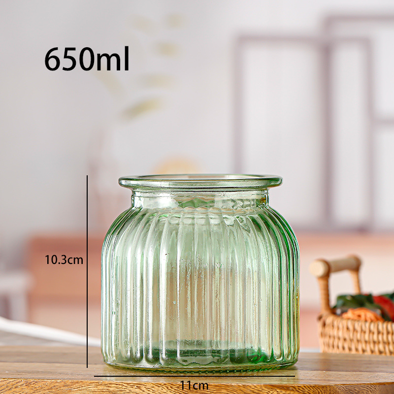 Fábrica al por mayor cosecha Festival gran boca calabaza decorativa botella de vidrio botella de almacenamiento jarra color florero corcho cubierta almacenamiento de calcio de sodio