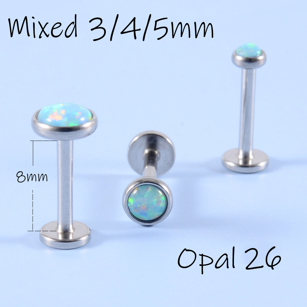 Simple Style Round Stainless Steel Artificial Gemstones Lip Stud Ear Studs In Bulk display picture 3