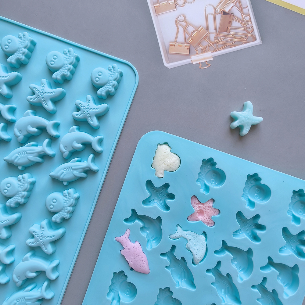 32 agujeros estrella de mar 335 chocolate molde de silicona molde de rejilla de hielo molde de galletas dulces pudín molde de horneado