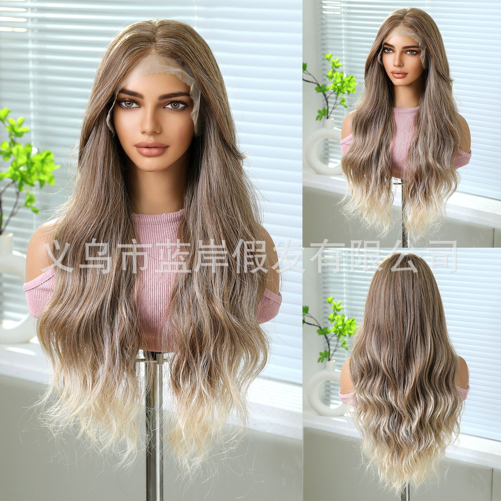 Nuevo producto gradiente gris color popular estilo europeo y americano 13*6 peluca de encaje de área grande costura libre transpirable y cómodo tocado