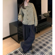 秋花野磨毛碎花休闲裤女2025秋季新款宽松显瘦裤子 2025秋季新款