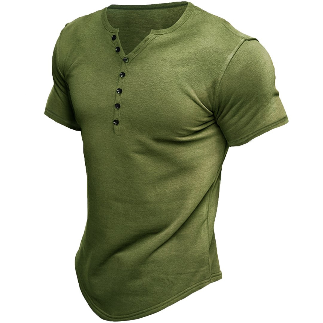 Men's Solid Color Simple Style Standing Collar Short Sleeve Loose Men's T-shirt display picture 4