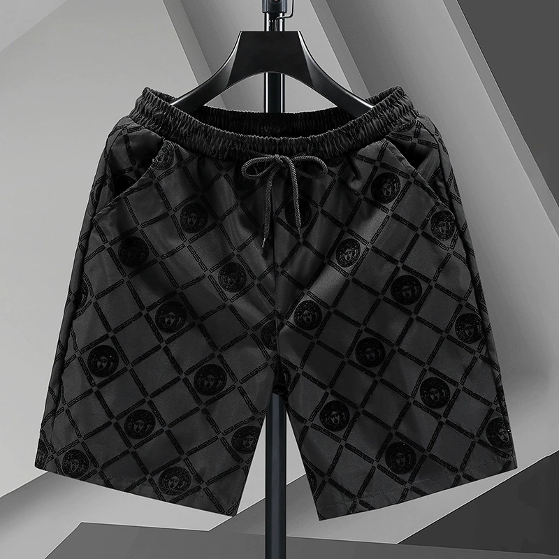 Трансграничные AliExpress Amazon модные европейские шорты мужские летние высококачественные большие брюки с флокированием повседневные пляжные брюки мужские