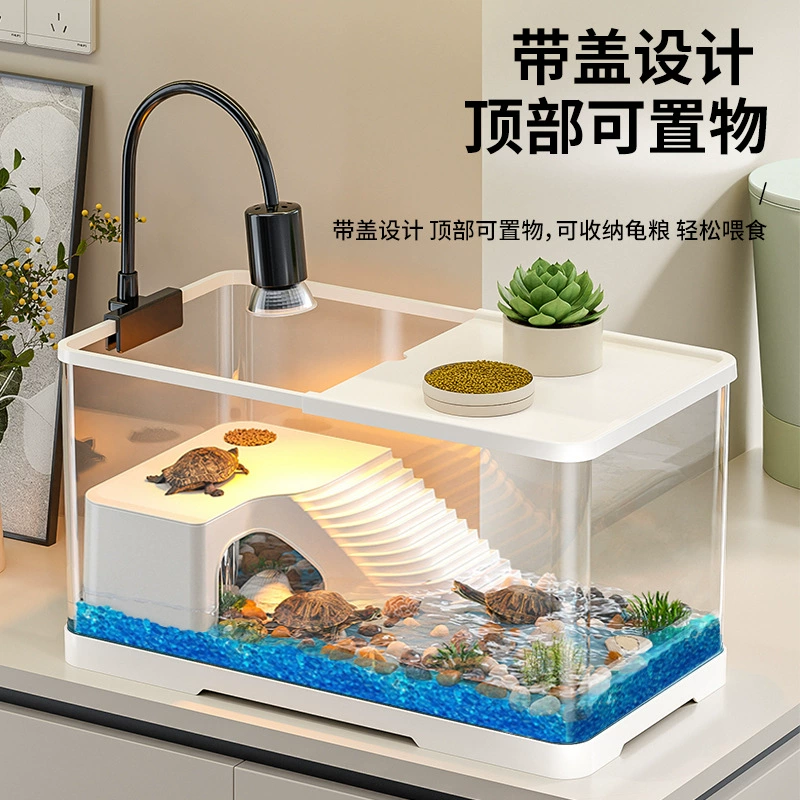 2024 Новый фильтр Черепаха танк Домашний маленький черепаха танк Черепаха Специальный настольный аквариум ландшафтное экологический резервуар черепахи