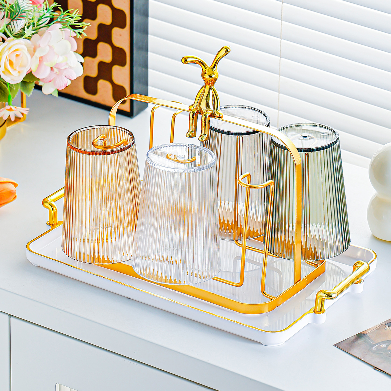 Taza de vidrio de alta calidad, taza de agua potable, taza de té con asa, juego de tetera, sala de estar, hospitalidad familiar, simplicidad moderna