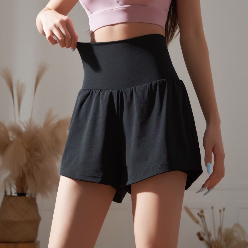 Fake Two-piece High-waisted Belly-control White Sports Quick-drying Loose Running Tennis Badminton Yoga Fitness Pants Summer Shorts