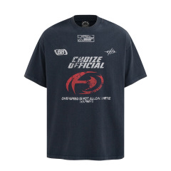アルファベットは古いプリント半袖tシャツを作っています。