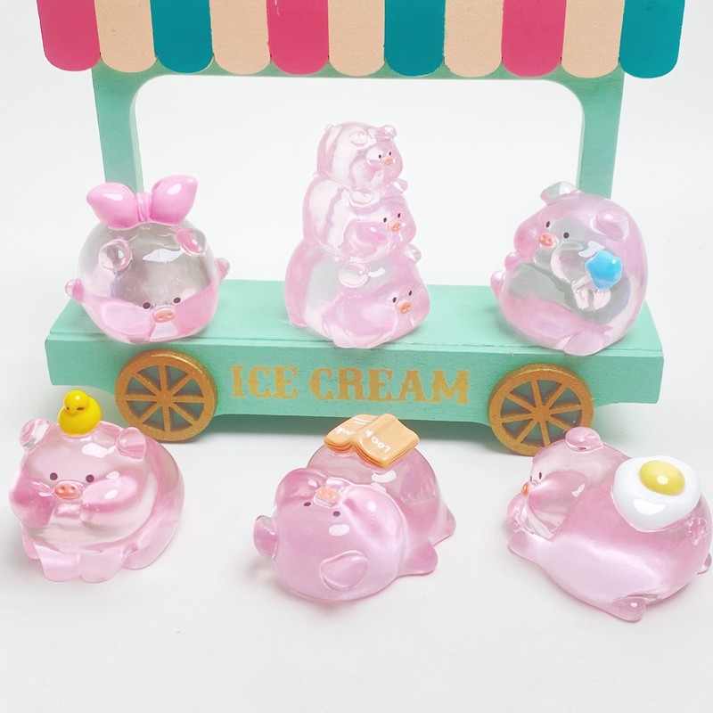 新しいかわいい透明発光スタッキング豚 Douyin dy 樹脂アクセサリー人形かわいいトレンディなブラインドバッグ露店卸売|undefined