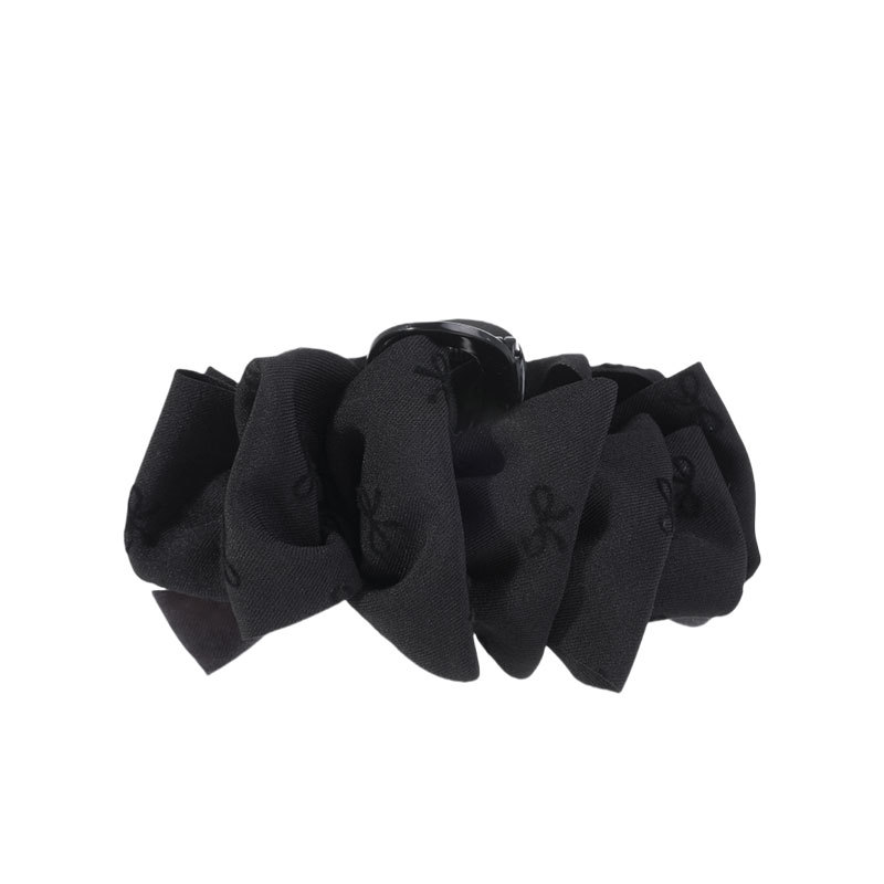 Temperamento simple, todo fósforo, lazo romántico negro, cabello en la parte posterior de la cabeza, exquisito, suave y elegante, clip de tiburón de versión pequeña