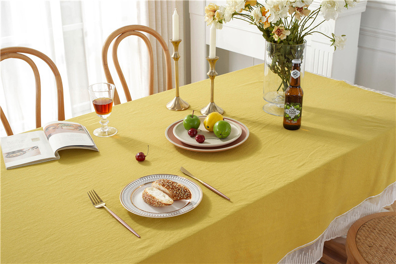 Romantic Solid Colour Washed Cotton Lace Tablecloth For Dining_voghion.com