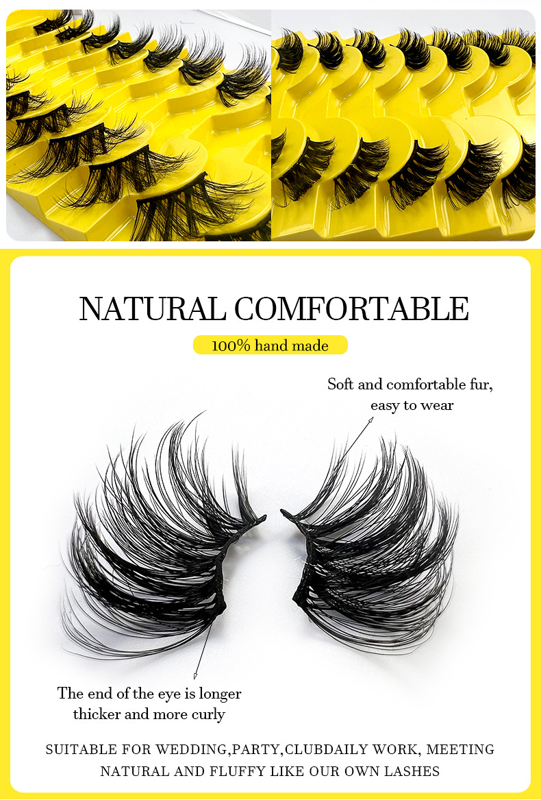 European and American cross border hot selling 10 pairs of chemical fiber half eye false eyelashes natural simulation thick curled eyelashes wholesale_voghion.com