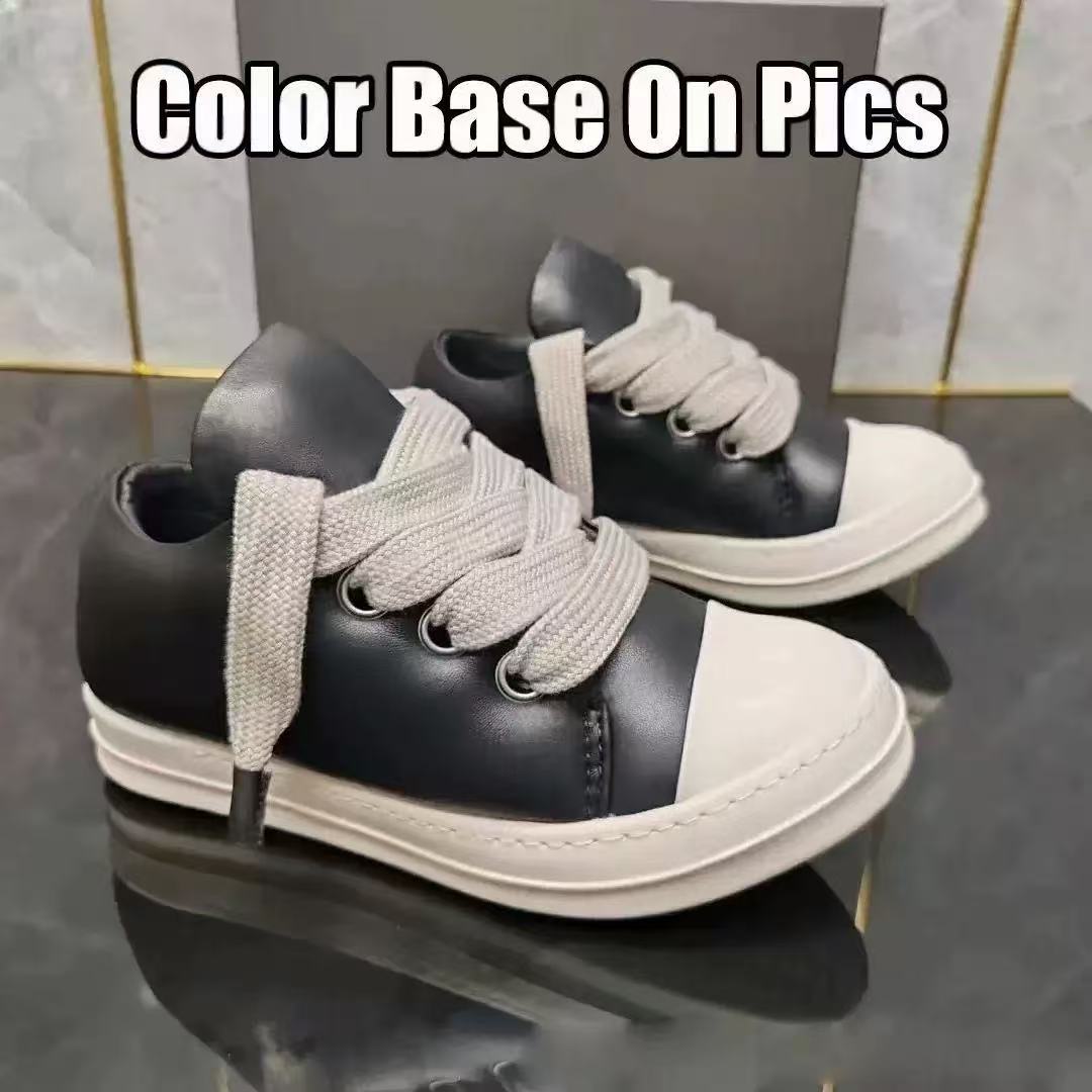 Rick Owens Low Sneakers Leather Platform Black White