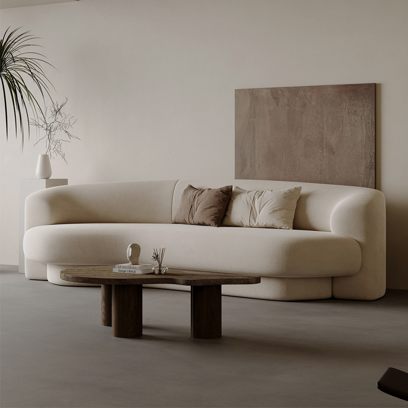 Designer Cream Style Fabric Sofa Small Apartment Living Room Home Modern Simple Special-Shaped Curved Wabi-Sabi Style Sofa