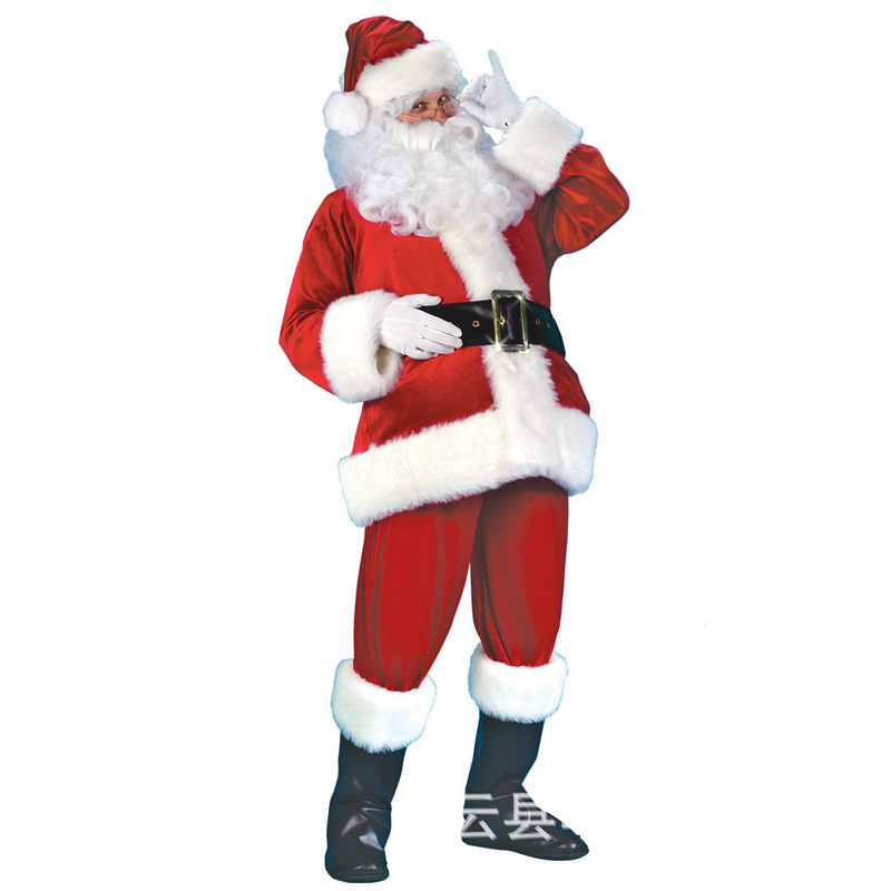 Cross-Border Christmas Grandpa Clothes Santa Claus Costume Gold Velvet Holiday Cosplay Performance Clothing Wholesale