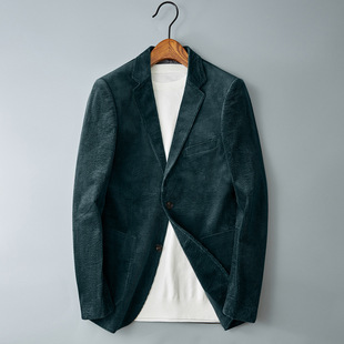 European station 2024 men's spring and autumn new suit corduroy suit slim casual jacket corduroy single Western Benxi