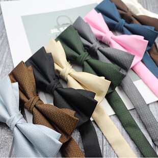 Men's Cross Faux Hands Black Wine Red Navy Bow Tie Square Wedding Groom Best Man Dress Bow Pink
