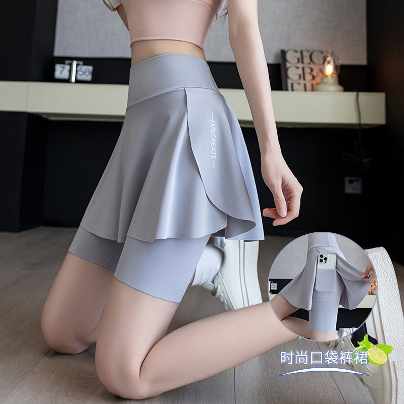 Sports Pant Skirt Fake Two-piece Yoga Skirt Barbie Shark Bottoming Riding Tennis Sports Pant Skirt Safety Pant Skirt