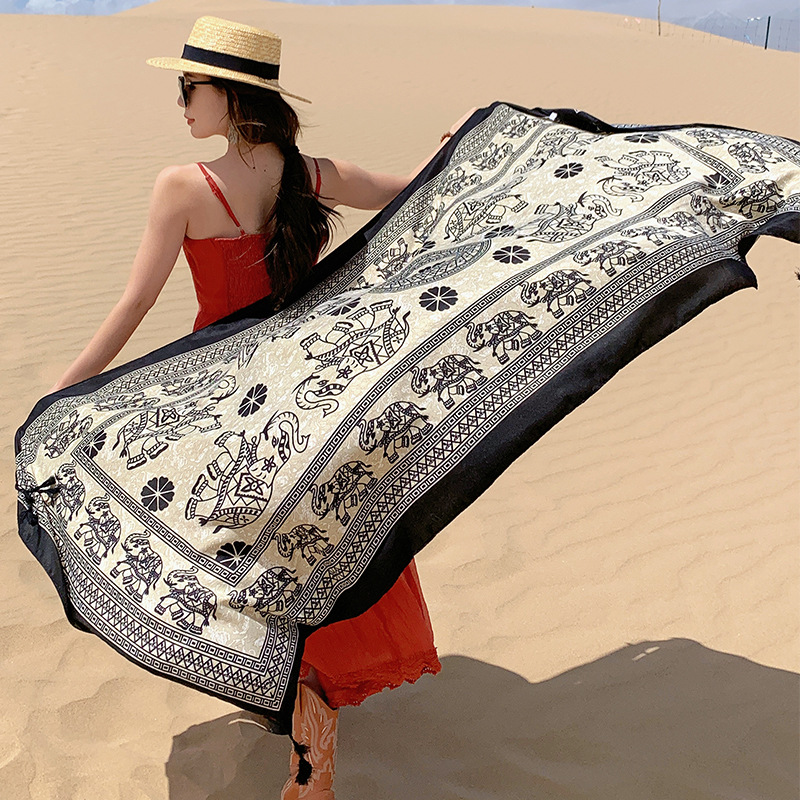 Women's Casual Ethnic Style Elephant Cotton And Linen Shawl display picture 1