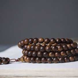 新品秒杀0.6绿棋楠108老料沉水沉香精品手串直播供货文玩素串男女