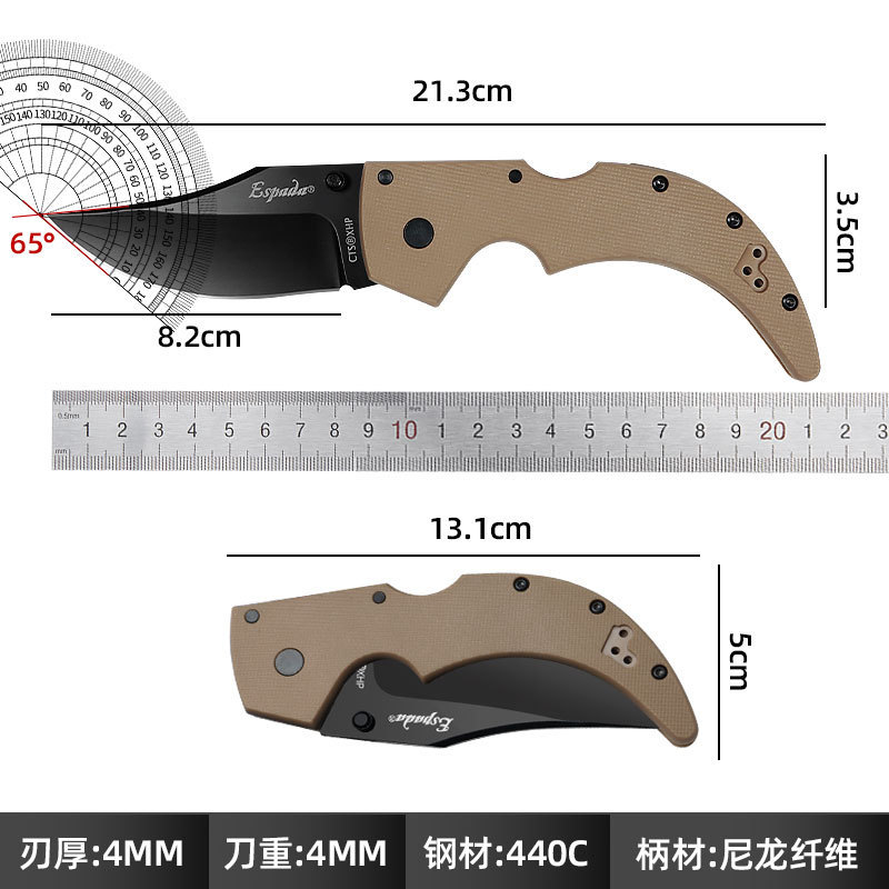 Nuevo acero frío Sparta CTS cuchillo plegable multifuncional al aire libre herramienta portátil de campamento cuchillo de pesca